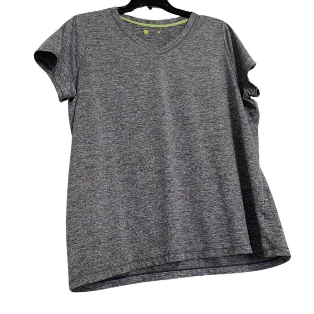 Xersion Plus Size Short Sleeve V-Neck Grey Athletic Tee Shirt 2X